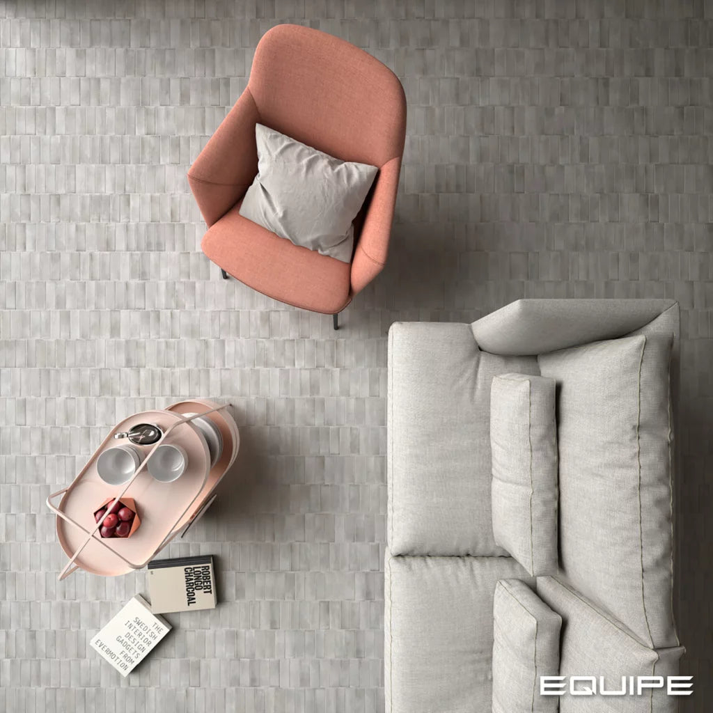 Vardagsrum inspiration med grått matt klinker ifrån Equipe