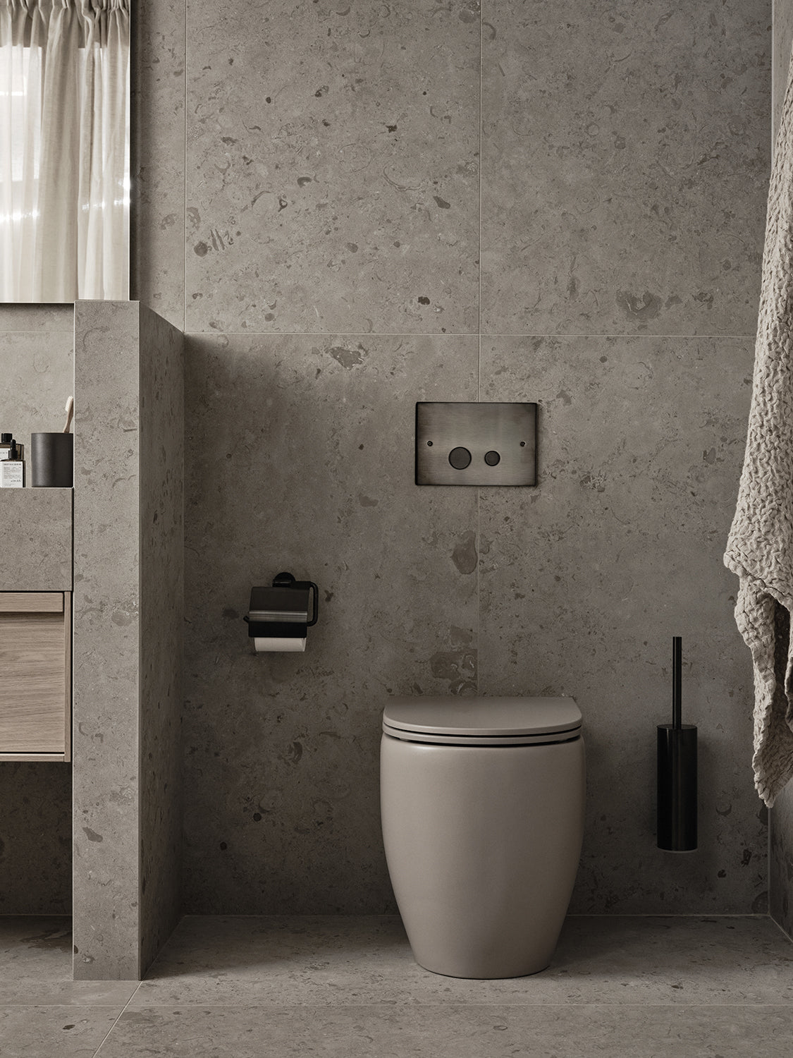 Modern toalett med golv och vägg ifrån Bricmate Norvange Light Grey Klinker