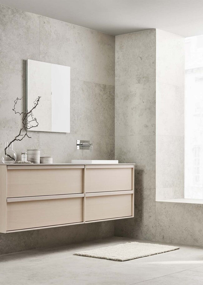 Pampigt badrum med klinker ifrån Bricmate jura select ivory 